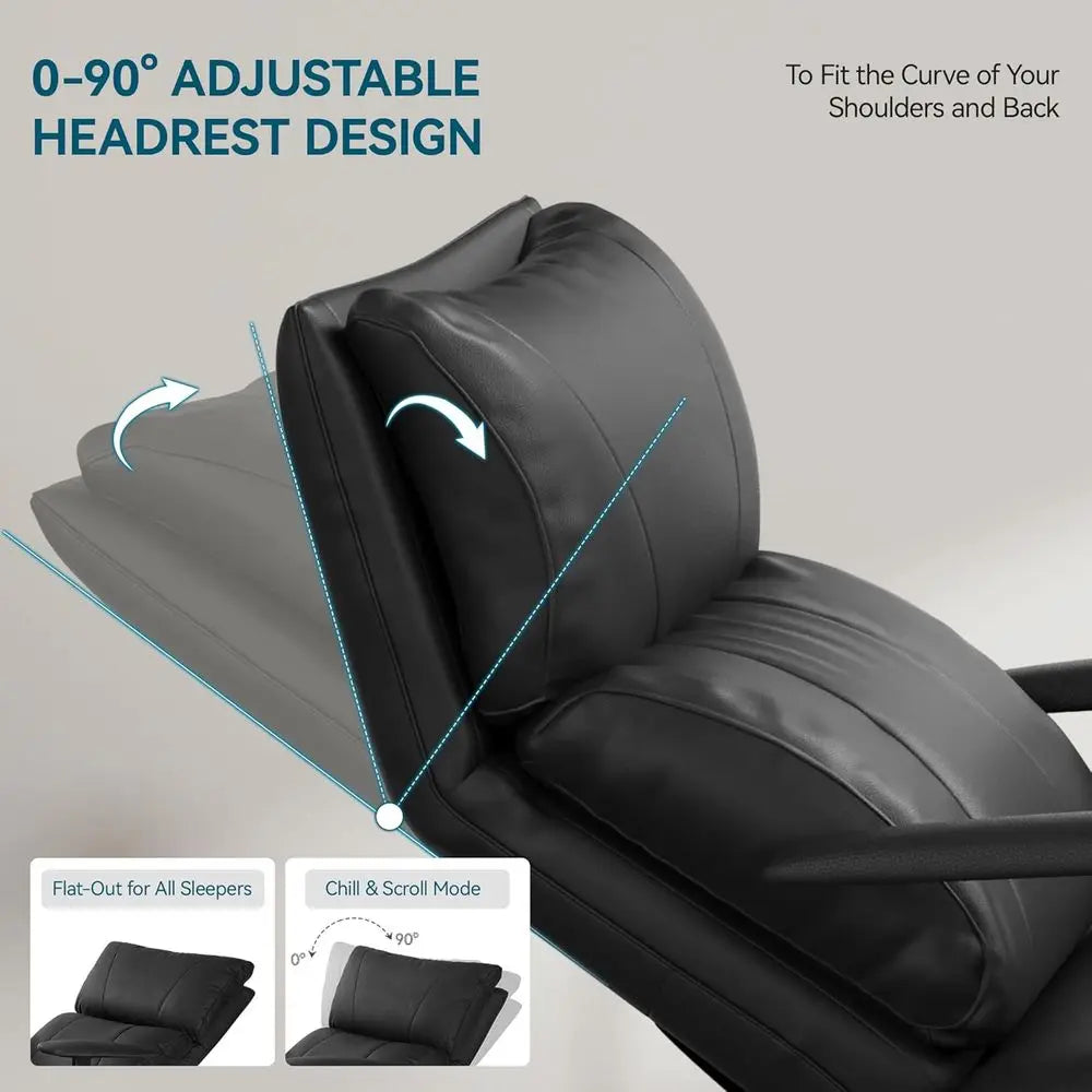 Ergonomic Zero Gravity Reclining Office Chair with Adjustable Headrest and Footrest, 170° Comfortable Leather Executive Desk Cha