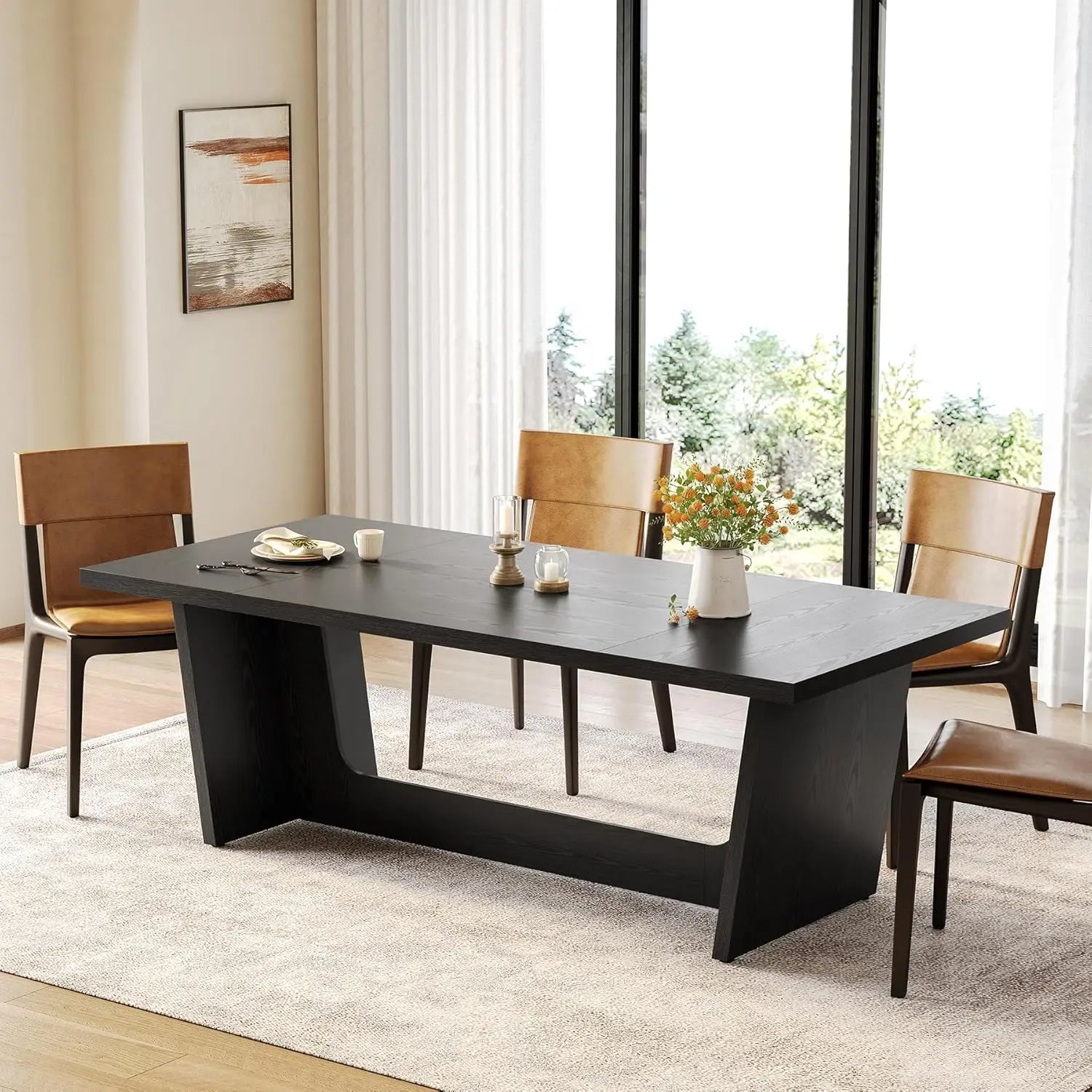 Executive Desk, Brown Computer Desk, Industrial Simple Study Writing Table, Large Workstation Business Furniture for Home Office