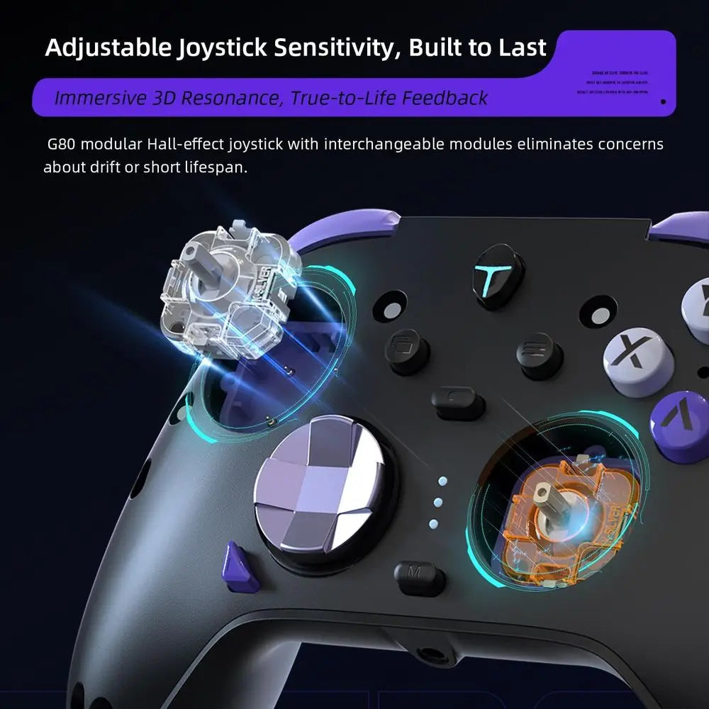 Wireless Gaming Controller for NS/PC/iOS/Android with Charging Dock, Adjustable Stick, Dual-Force Triggers, Optical Buttons, RGB