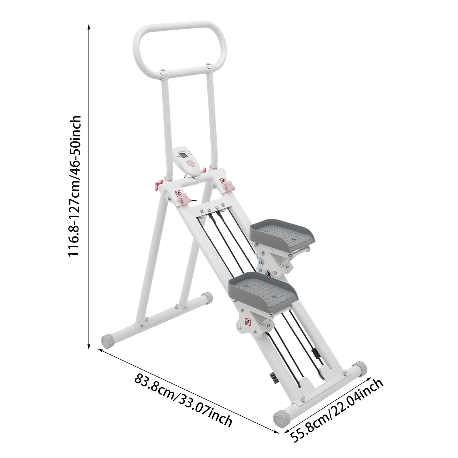 Foldable Adjustable Height Stair Stepper 300lbs Capacity Low Noise 20dB LCD Screen Home Gym Fitness Machine with Anti-Slip Pedal