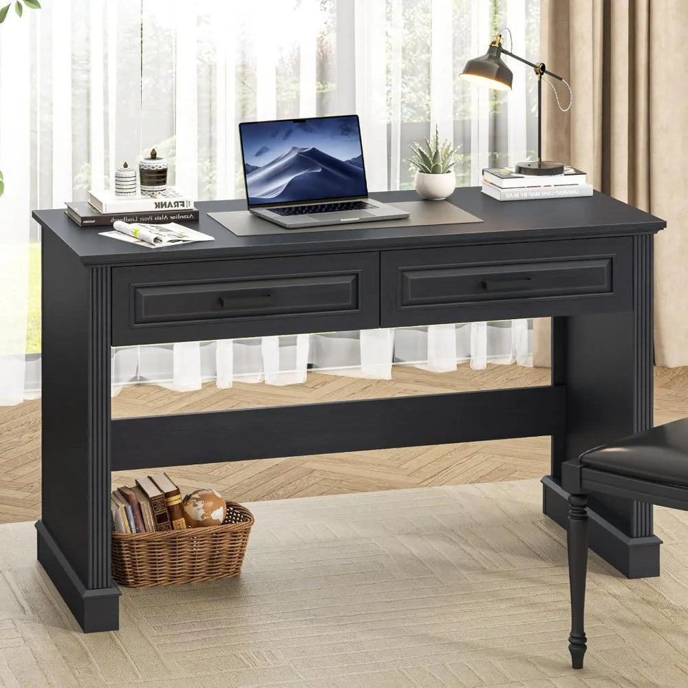 Administrative desk with drawers, 48 inch simple home office desk, small space computer desk workstation