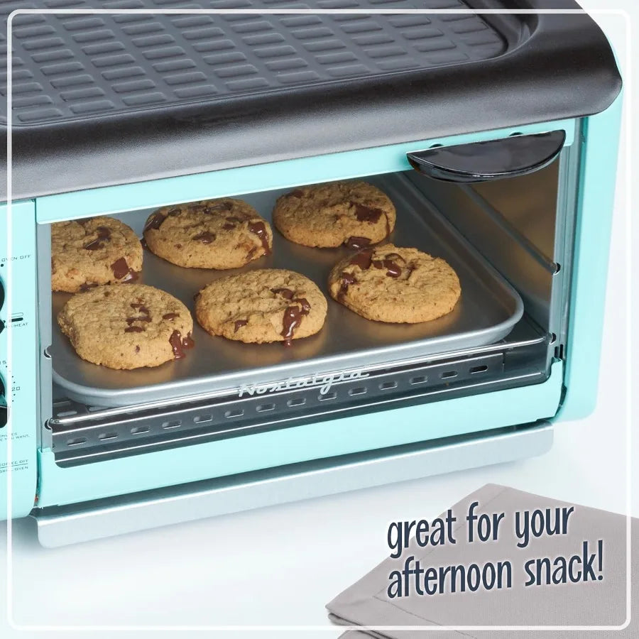 3-in-1 Breakfast Station with Coffee Maker Non-Stick Griddle and 4-Slice Toaster Oven - Versatile Breakfast Maker with Timer -