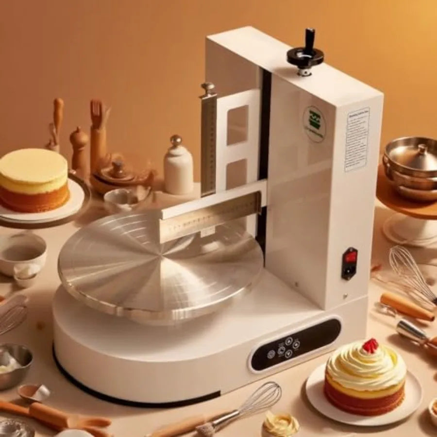 Automatic Birthday Cake Smoothing Coating Machine AC110V 6-14in Cake Cream Spreading Machine White Baking Supplies with White