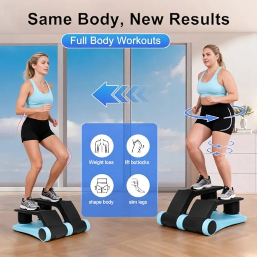 Air Stepper with Resistance Band Adjustable Step Resistance LCD Display Stair Stepper for Home Gym Cardio Workout Anti-Slip Ped