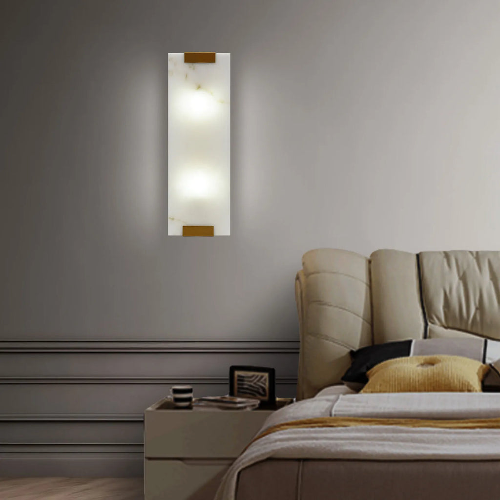 Rectangular G9 Light Wall Lamp Hand Carved Alabaster Sconce for Bedroom Kitchen Us