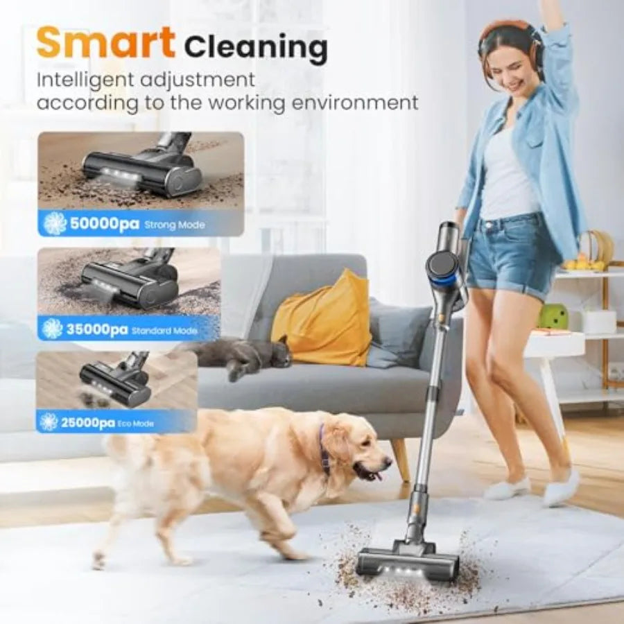 S9X Cordless Stick Vacuum Cleaner for Home 400W 50KPa Gray Up to 55 Mins Runtime Smart Induction Auto-Adjustment Rechargeable B