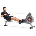 Air Rowing Machine, SpaceSaving Rower with Long Rail and right Storage for Home Gym, FullBody Cardio Workout, Free SunnyFit T