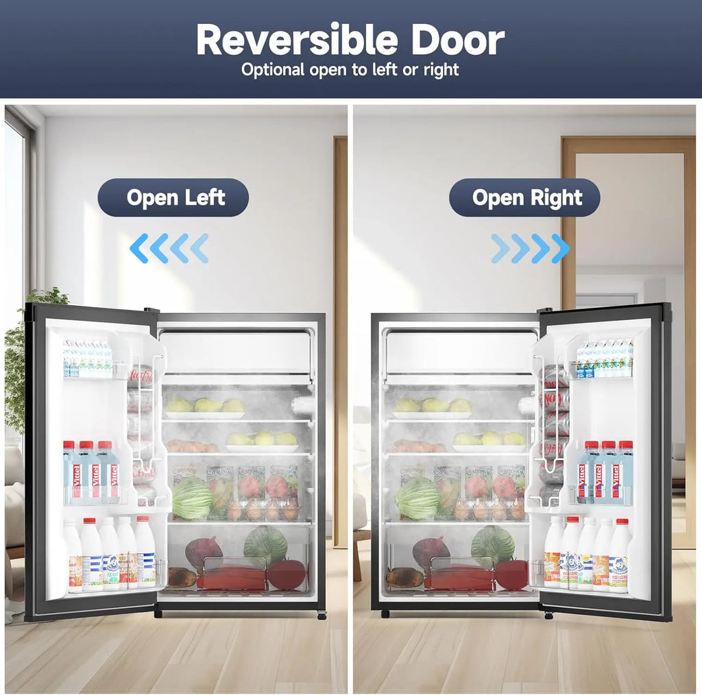 4.2 Cu.Ft Mini Fridge With Freezer, Single Door Compact Refrigerator Mini Refrigerator Adjustable Thermostat With 7 Levels