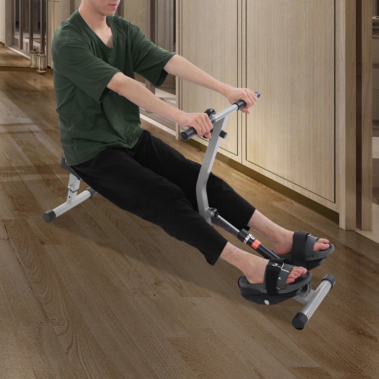 Foldable Rowing Exercise Machine LED Display Screen Used in Homes to Exercise the Muscles of the Abdomen Limbs Back Shoulders
