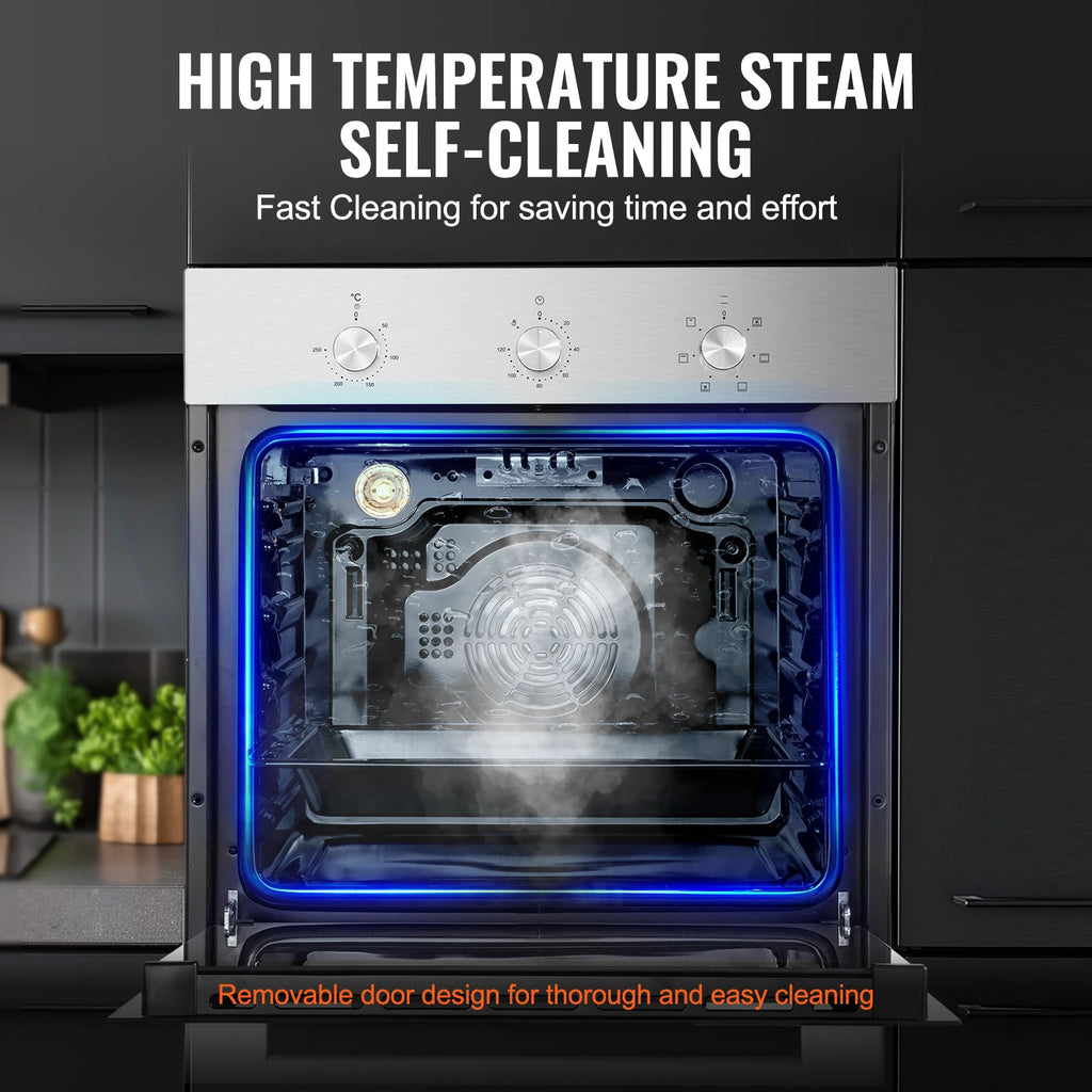 SucceBuy Single Wall Oven 24" Electric Built-in Wall Oven 2.68 Cu.Ft Electric Wall Ovens with Timer Electric Oven for Kitchen