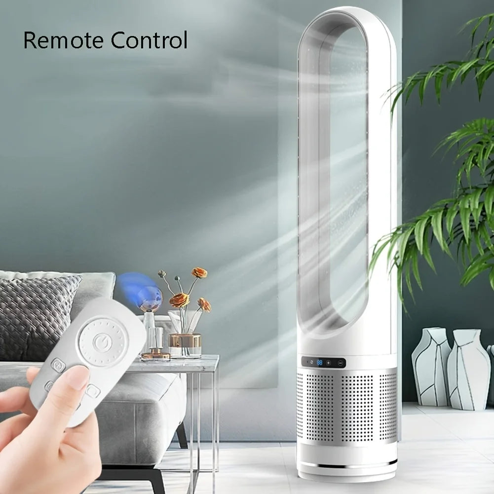 Bladeless Fan, 22Inch Heating & Cooling Combo Tower Fan 80° Oscillating with Remote, 9H Timer, 8 Speeds, Portable Quiet for Indo