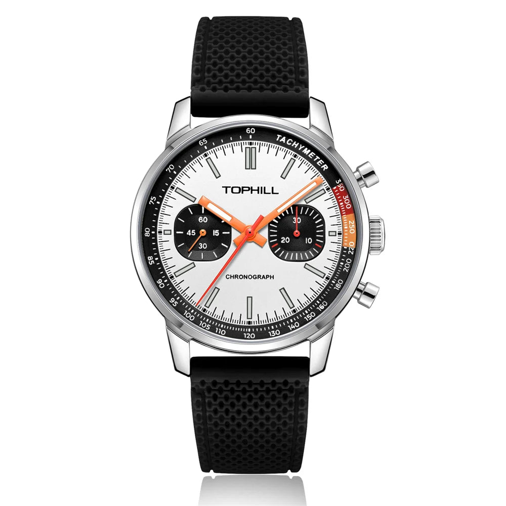 TOPHILL Men's Chronograph 1963 Pilots Watch with Seagull ST1901 Movement Mechanical Luminous Wristwatch 40mm Sapphire Waterproof