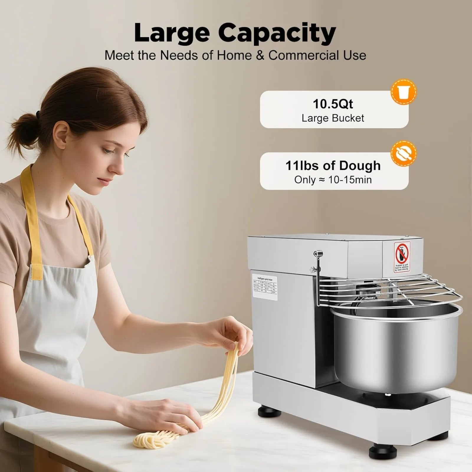 7500W Heavy Duty Electric Food Mixer Commercial Speeds Adjustable Stand Mixer Dough Kneading Machine, 10Qt Commercial Food Mixer