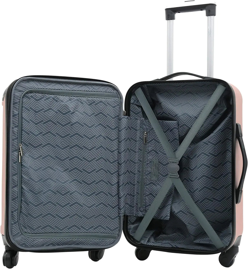 Rose Gold Hardside 4-Piece Luggage Set for Travelers, Durable Lightweight Spinner Suitcases with TSA Lock