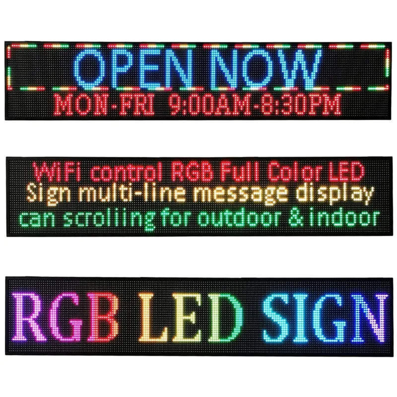 P10 Scrolling LED Sign 77x14in Outdoor Full Color LED Message Display WiFi Control Programmable LED Sign for Business Board