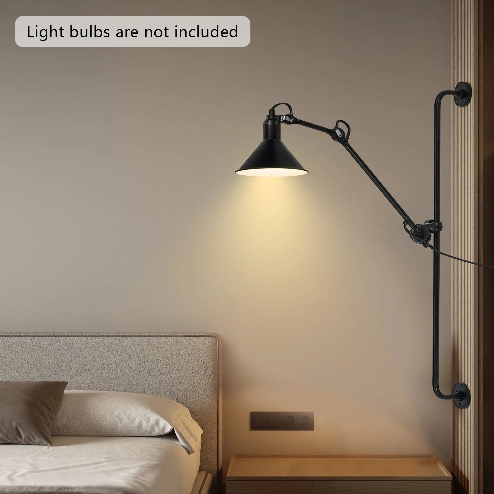 Iron Swing Arm Wall Lamp,Black Wall Lighting Wall Mount Lighting 3-8 m² for Bedroom,Living Room