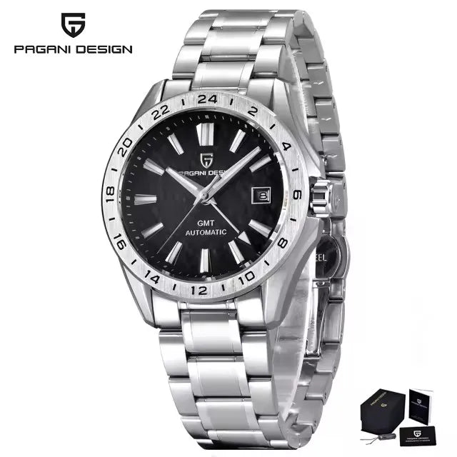 PAGANI DESIGN 39MM New GMT Sky blue dial Luxury Men Mechanical Watch Water Resistance Sapphire Glass Automatic watches for men