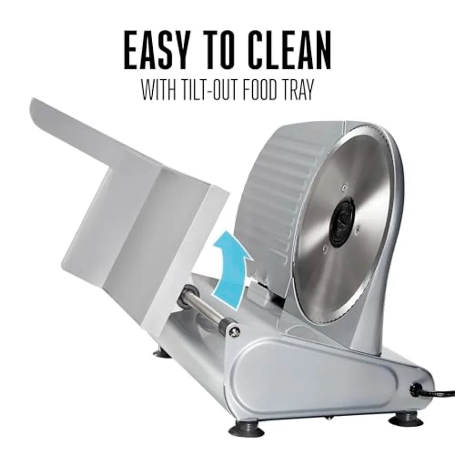 Electric Meat Cutting Machine for Deli Food Slicing Adjustable Thickness Non-Slip Suction Feet Removable 9 Stainless Steel Blad