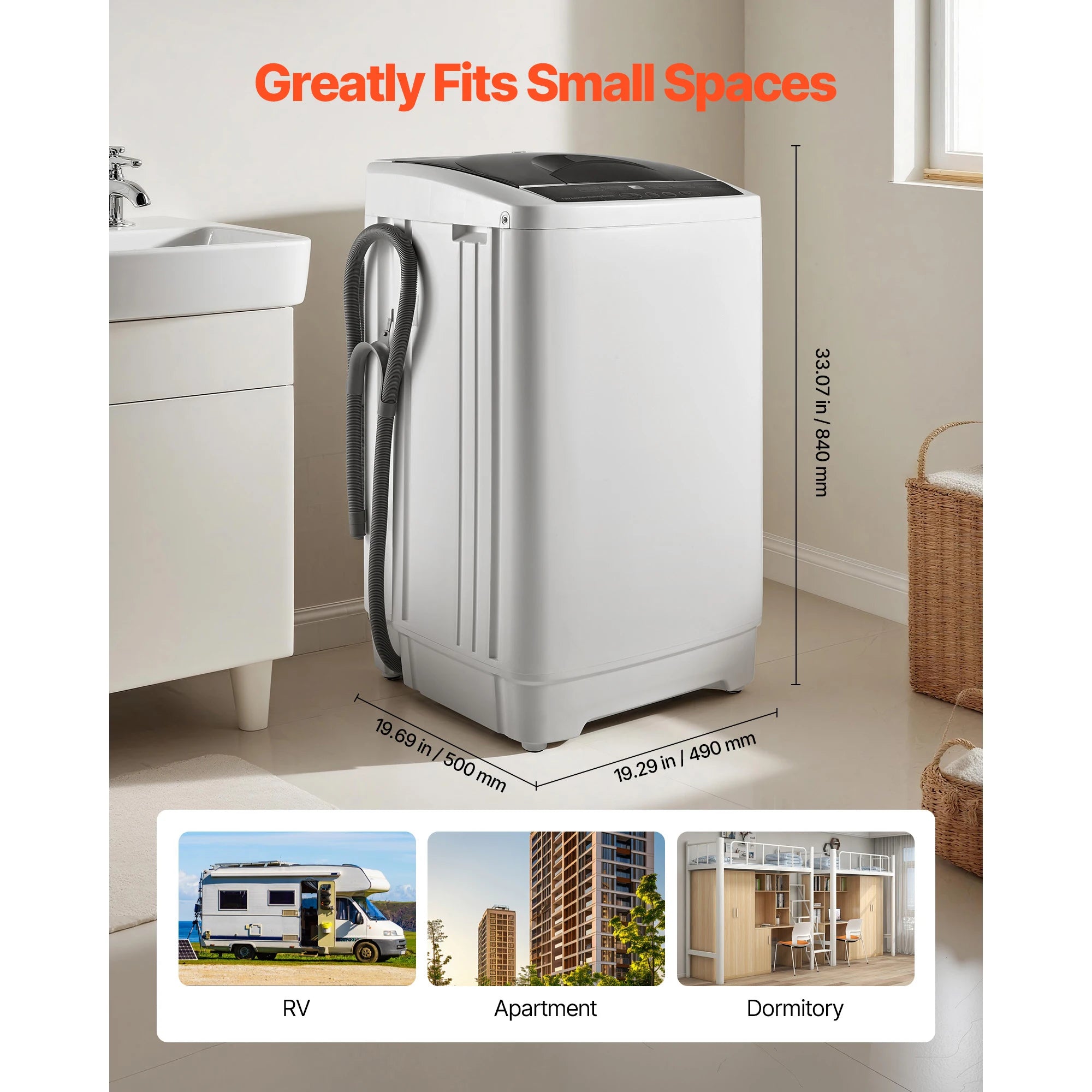 SucceBuy Portable Washing Machine 1.3 cu.ft with LED Display 8 Wash Programs Portable Washer Machine for Apartments RVs Dorms
