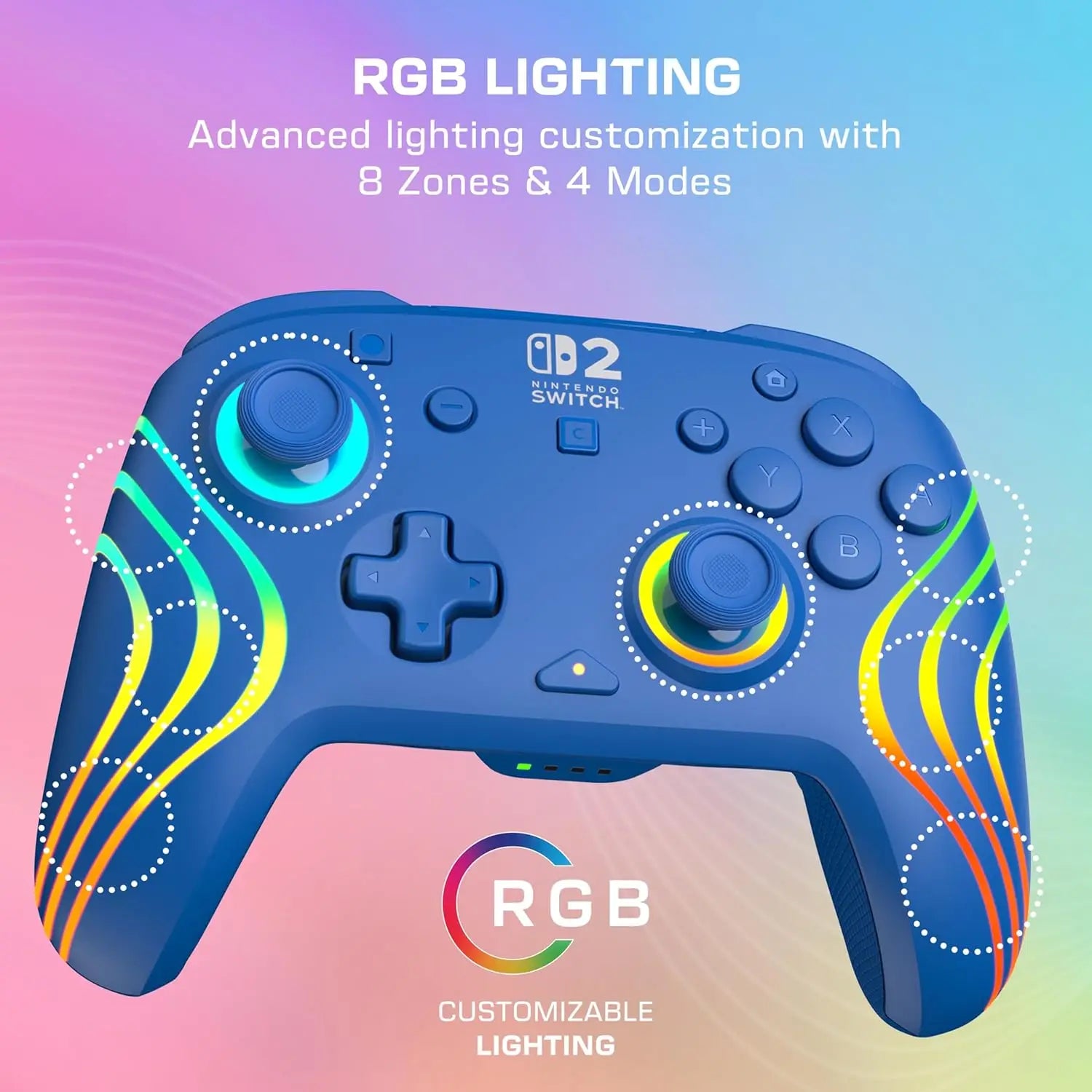 Wired RGB Gaming Controller for Nintendo Switch, Hall-Effect Joysticks, Customizable Lighting