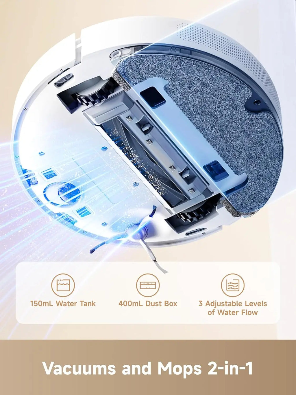 Self-Emptying Robot Vacuum and Mop with 90-Day Cleaning, 6000 Pa Suction, LiDAR Navigation