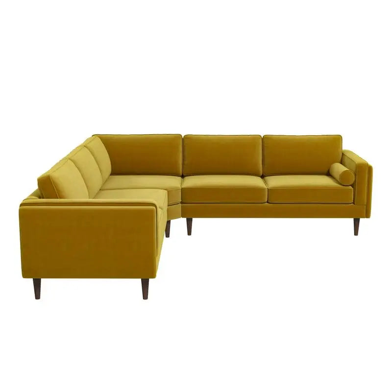Amber Yellow Velvet Corner Sectional SofaNew Title: "Velvet Corner Sectional Sofa in Amber Yellow - Comfortable and Stylish
