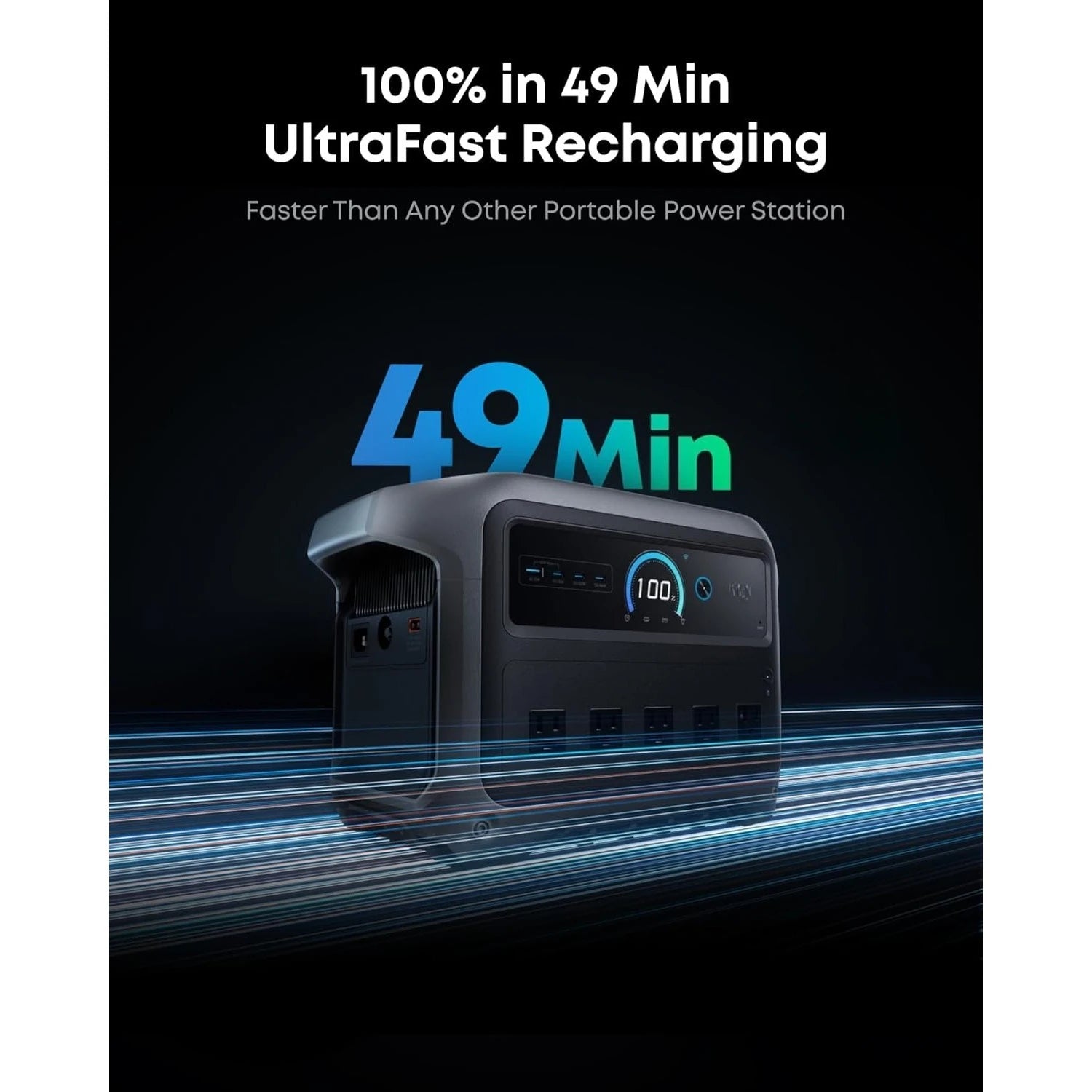 C1000 Gen 2 Portable Power Station with 100W Solar Panel, 2,000W (Peak 3,000W) Solar Generator, Full Charge in 49 Min