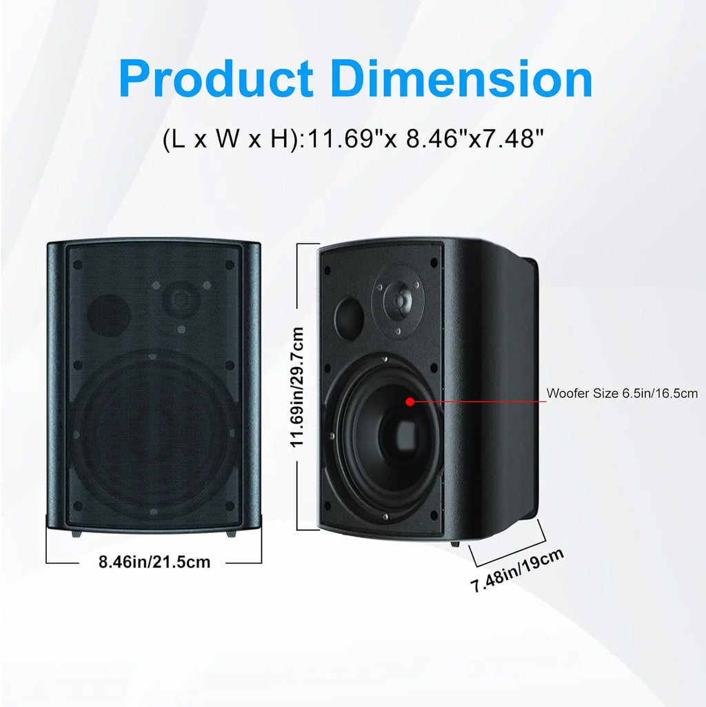 Herdio 6.5 Inch Outdoor Bluetooth Speaker 400W Waterproof Weather Resistant for Patio Garage Home Indoor Outdoor