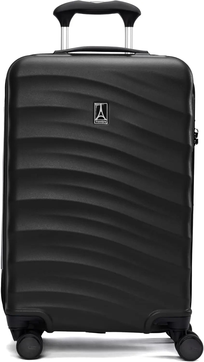 Lightweight Expandable Carry-On Luggage with 8 Spinner Wheels, TSA Lock, Black Hard Shell Suitcase, 20-Inch