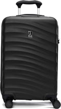 Lightweight Expandable Carry-On Luggage with 8 Spinner Wheels, TSA Lock, Black Hard Shell Suitcase, 20-Inch