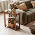 3Tier Solid Wood Accent Table, Narrow Side Table With Storage For Small Spaces, Slim End Table For Living Room Bedroom