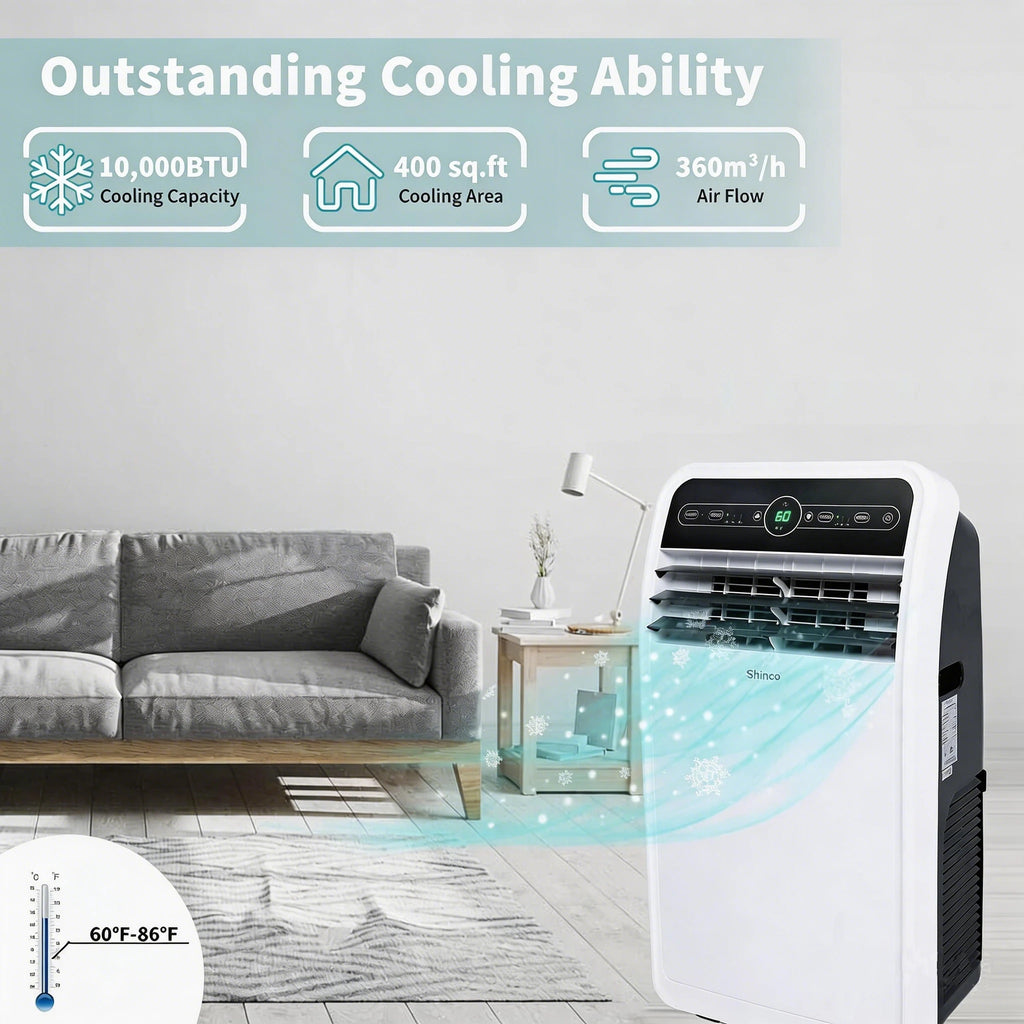 Shinco 10,000 BTU Portable Air Conditioner, Portable AC Unit with Built-in Cool, Wi-Fi Enabled for Room up to 400 sq.
