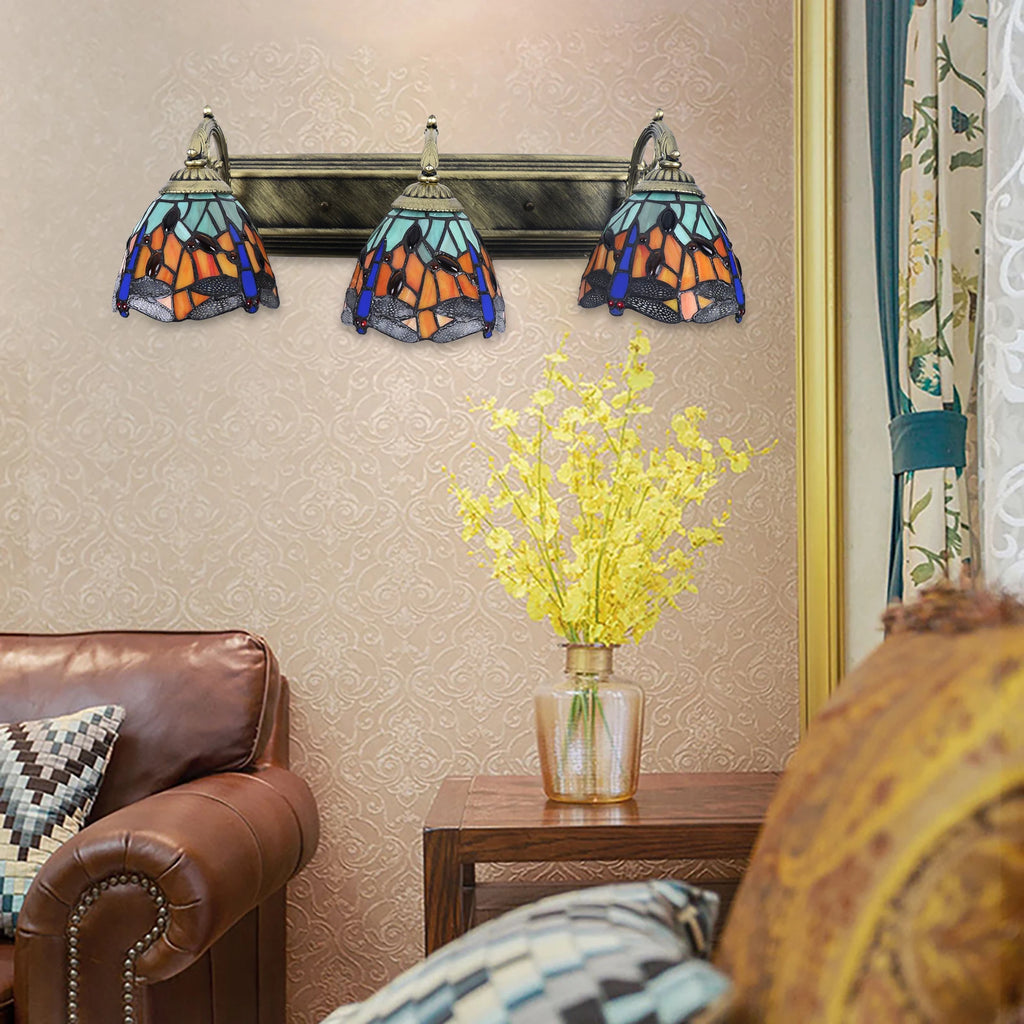 Bymaocar Three Headed Dragonfly Retro Style Indoor Wall Lamp With E27 Base For 10m² Dining Rooms,Kitchens,Cafes,Bars,Libraries