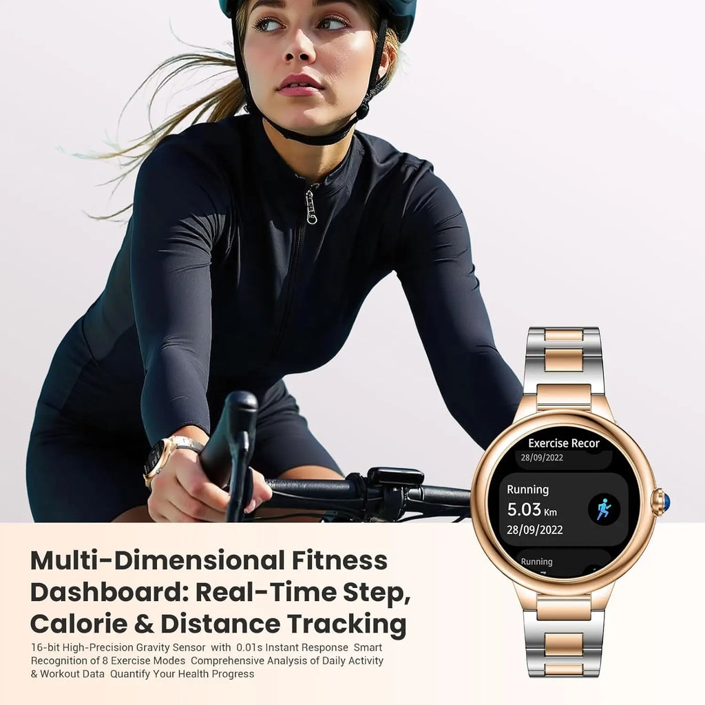 Luxury Smart Watch for Women, 1.19" AMOLED Display, Heart Rate & Sleep Monitor, 107 Sports Modes, iOS/Android Compatible