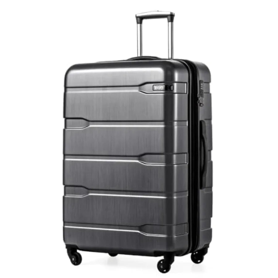 Expandable Large Checked Luggage Hardside PC+ABS Suitcase with TSA Lock Lightweight Rolling Carry On with Spinner Wheels for Tr