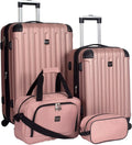 Rose Gold Hardside 4-Piece Luggage Set for Travelers, Durable Lightweight Spinner Suitcases with TSA Lock
