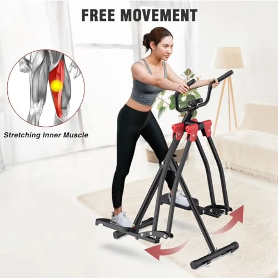 Air Walk Elliptical Glider Machine Foldable Cardio Trainer with 360 Motion Full-Body Exerciser for Home Gym Side Sway Action Li