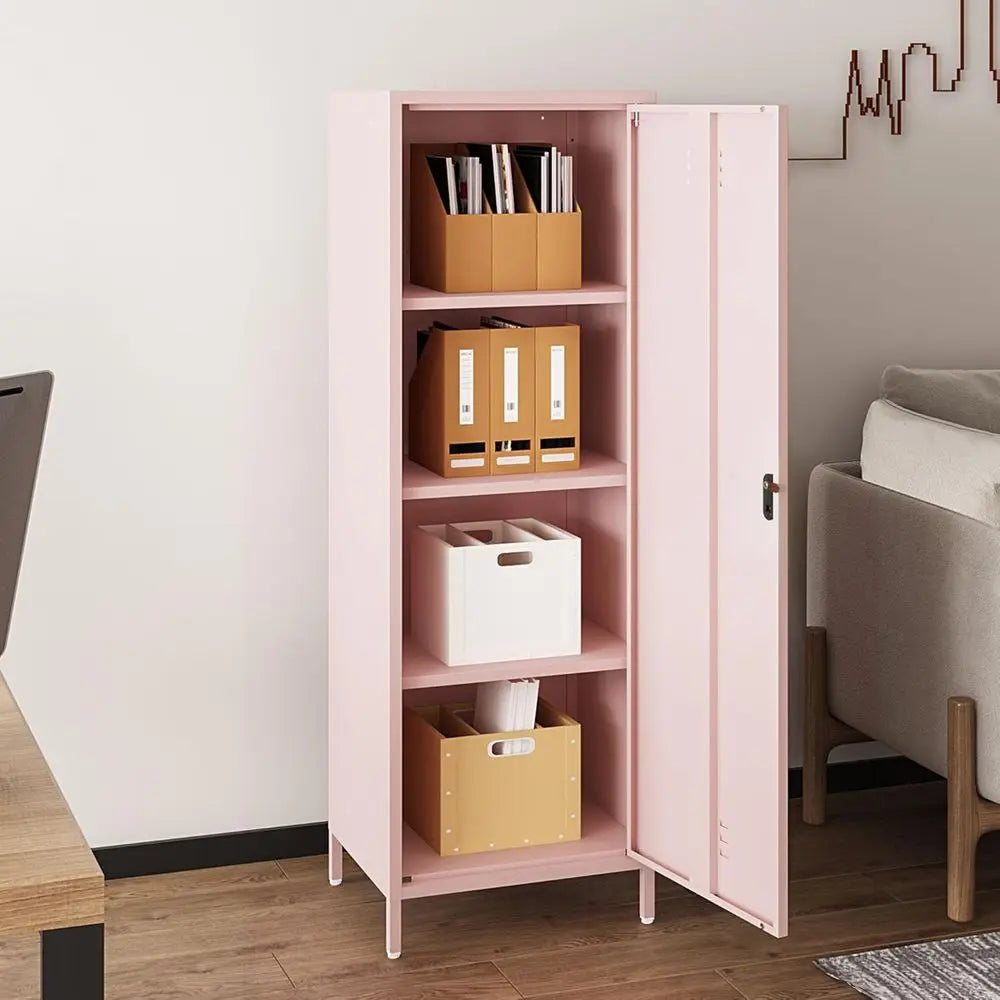 3-Shelf Steel Locker Cabinet, 59.06 Tall for Home, School, Office (Pink)