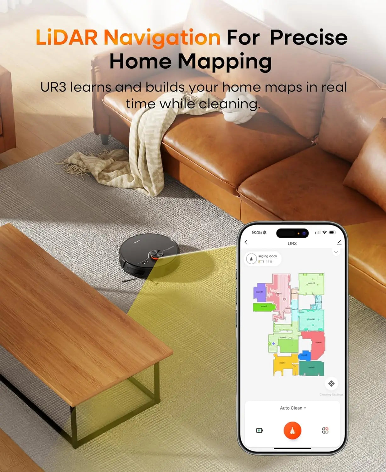 Self-Emptying Robot Vacuum Mop Combo with LiDAR Navigation, 7000Pa Suction, 180 Min Runtime for Pet Hair and Carpets