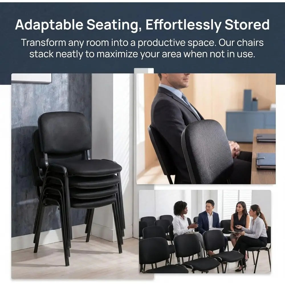 Mesh Office Chairs Set of 5, Stackable Armless Chairs for Conference Rooms, Waiting Area Seating with Metal Base, Ideal for Trai