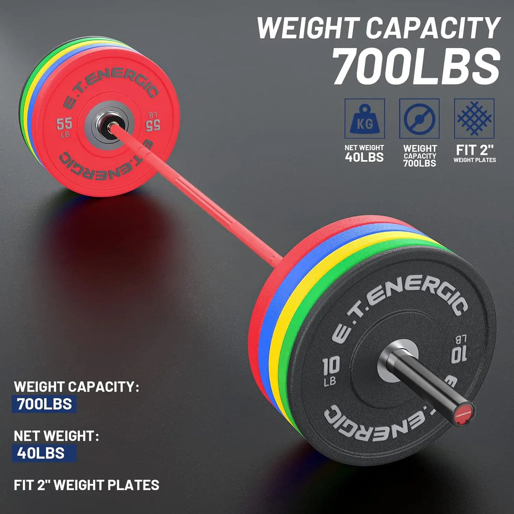 7ft Barbell 20KG Bar Load 700lbs Capacity Available Men's Barbell with Hard Chrome Sleeves for 2" Plates, 2 Inch Barbell Bar for