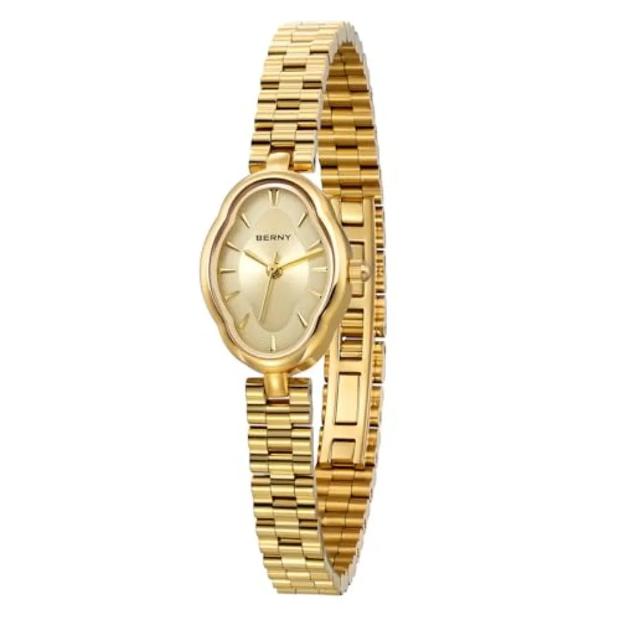 Watches for Women Dainty Ladies Quartz Watch Vintage Copper Mirrors Shape Japanese Quartz Movement 3ATM Waterproof Fashion Fema