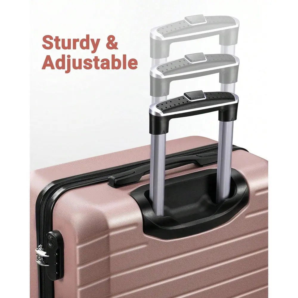 Set 3 Piece Luggage Set ABS Hardside Suitcase With Spinner Wheels,7 Set Packing Luggage Packing Organizers, Mesh Travel Cubes Wi