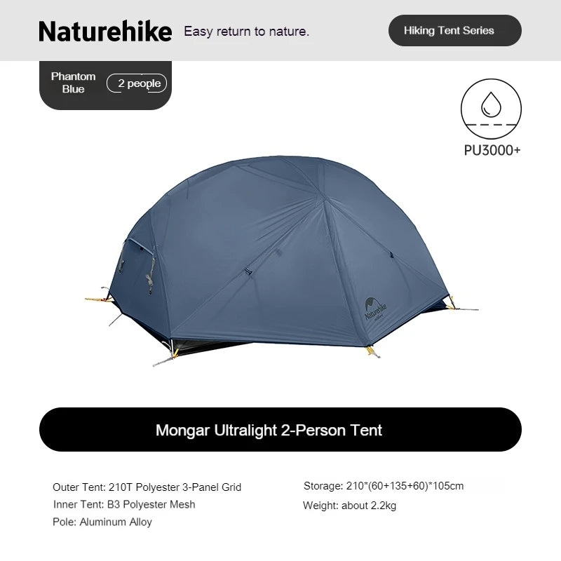 Naturehike Mongar UL Camping Tent 2 Person Backpacking Tents 210T Ultralight Tent Waterproof Hiking Survival Outdoor Hiking Tent