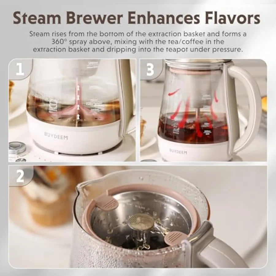 Electric Tea Maker K156 for Coffee and Tea 6 Brew Strengths 4 Temperature Settings Boil Dry Protection 2-Hour Auto Keep Warm Oa