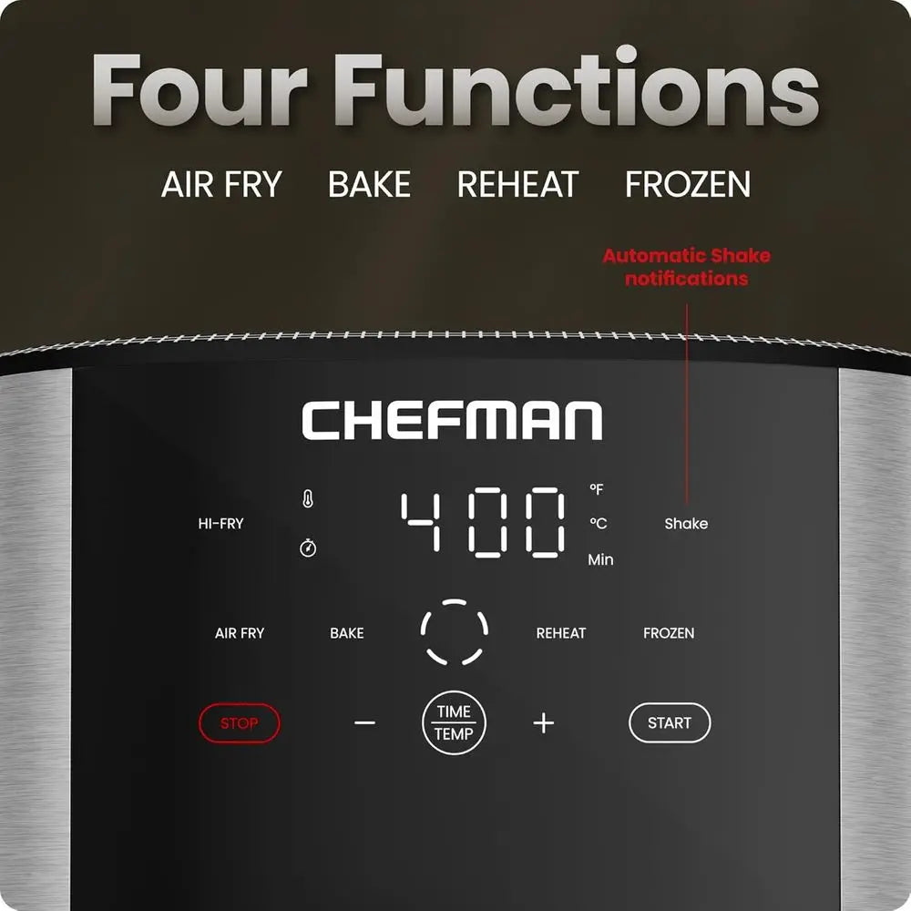 8-Quart 4-in-1 Air Fryer with 450°F High-Heat Option for Crispy Results | Bake, Dehydrate, Roast | XL Nonstick Dishwasher-Safe B