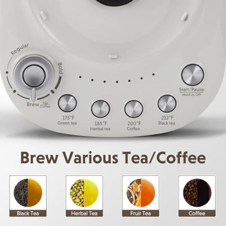 Electric Tea Maker K156 for Coffee and Tea 6 Brew Strengths 4 Temperature Settings Boil Dry Protection 2-Hour Auto Keep Warm Oa