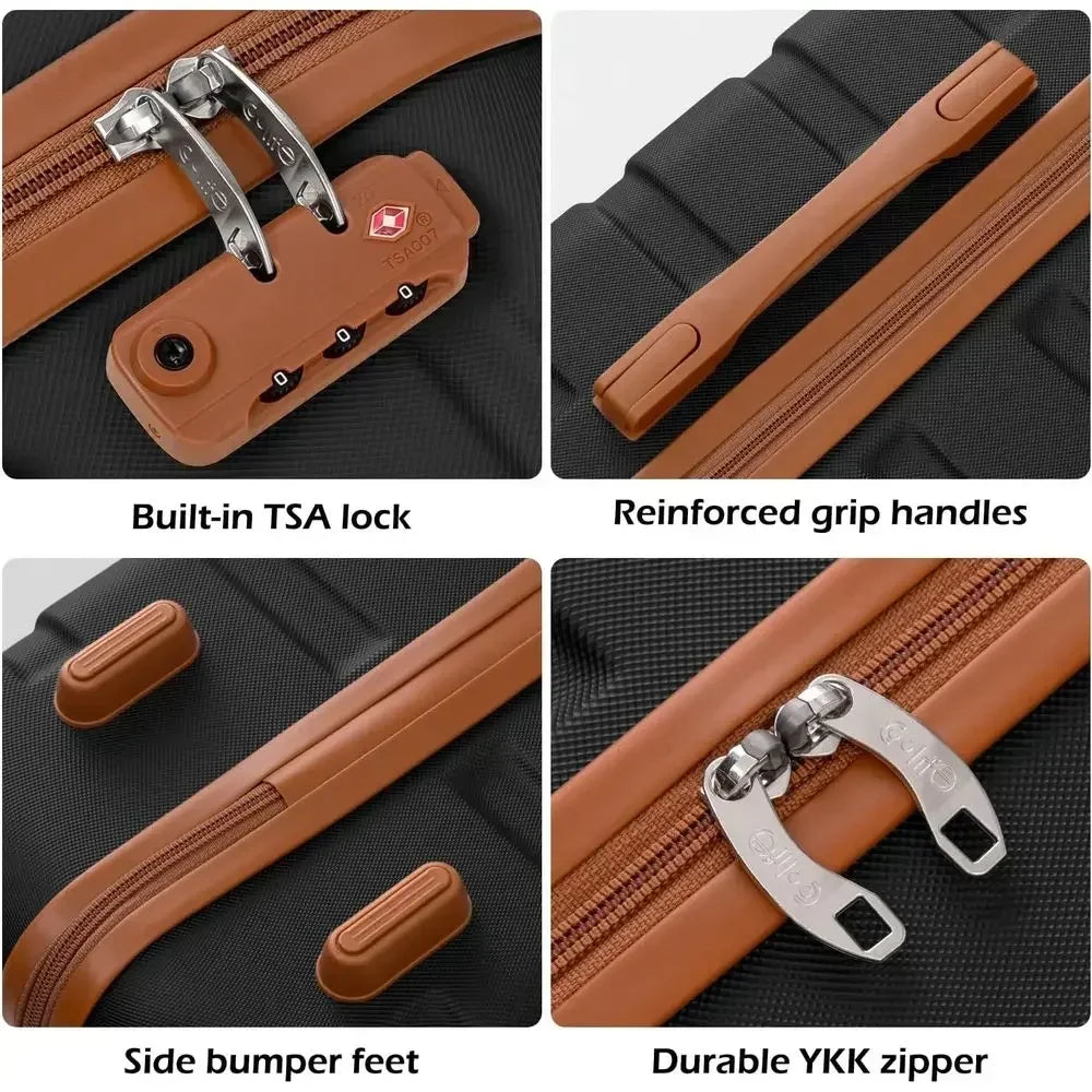 3-Piece Spinner Suitcase Set, Lightweight Hardshell with TSA Lock