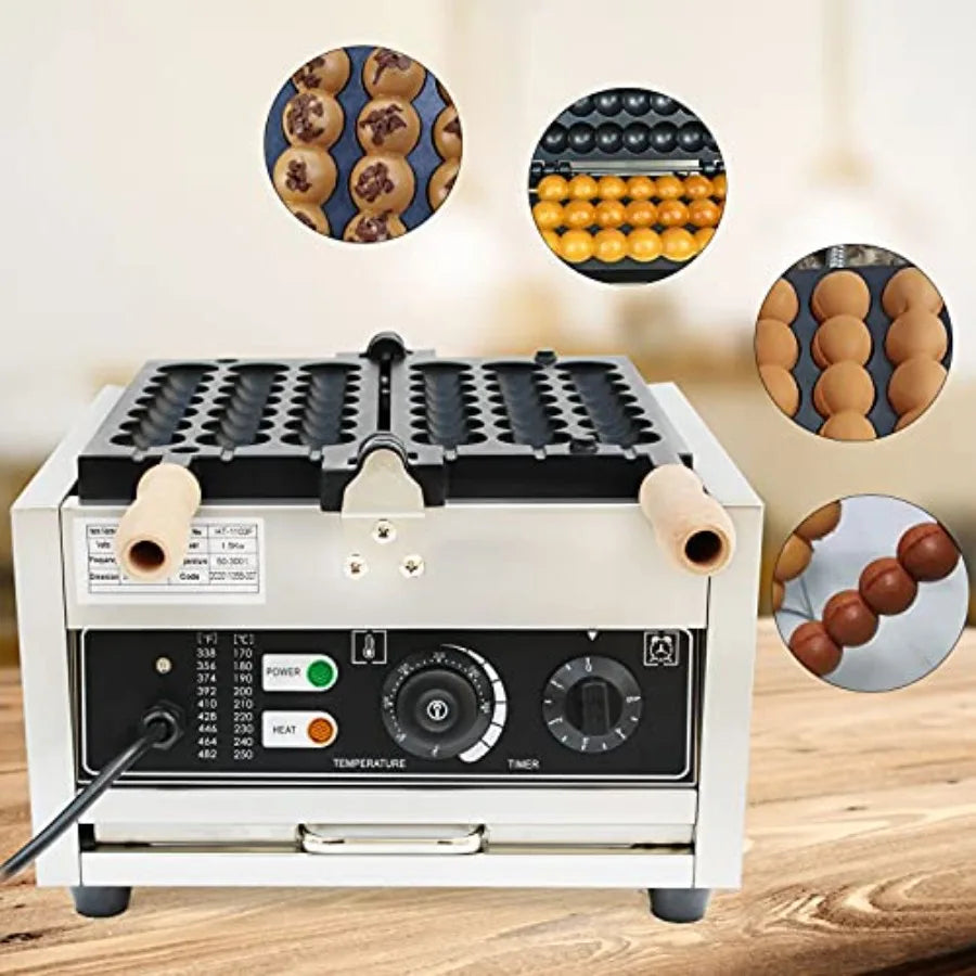 Commercial Electric Bubble Skewer Waffle Ball Machine Nonstick Waffle Balls Maker Iron Popular Snack Equipment New Belgium Waff