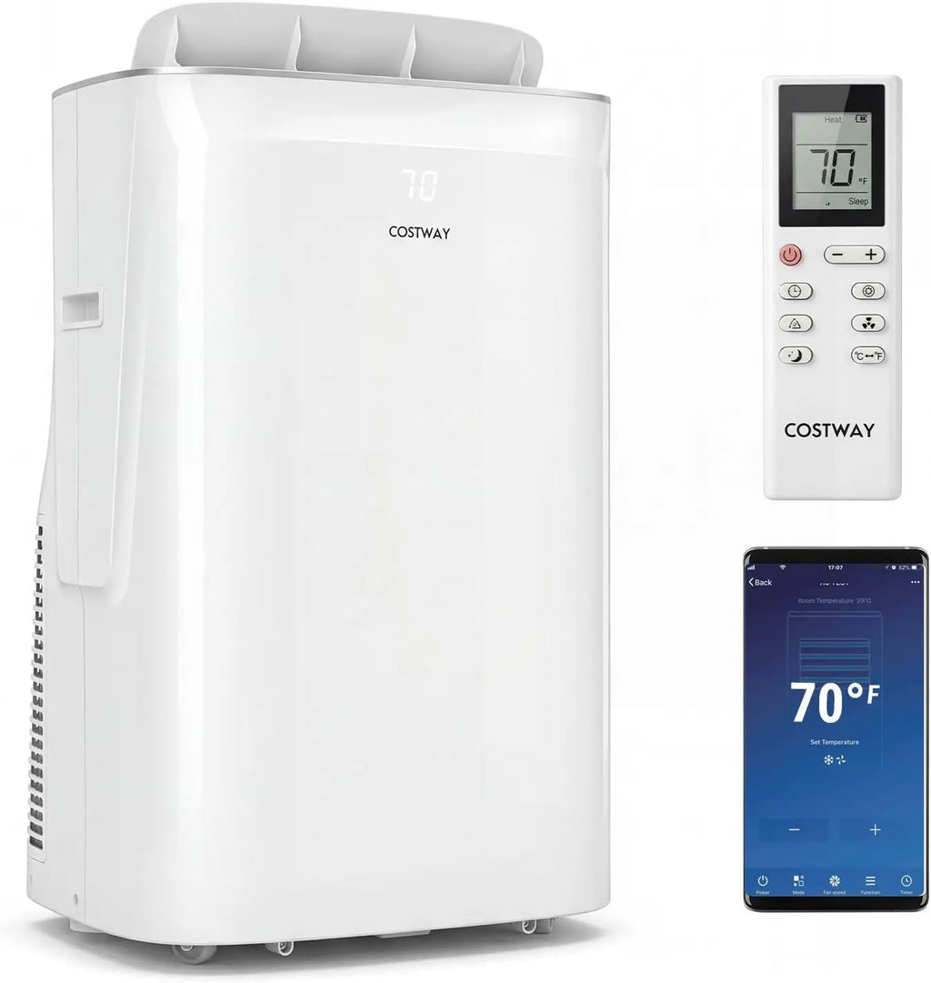 Heating Unit w/Fan, Dehumidifier, Auto Swing, Sleep Mode, 24H Timer, Remote Control & Window Kit, Cool Up to 750 Sq.Ft